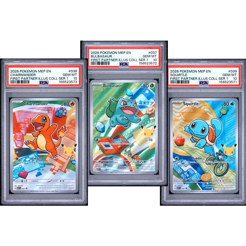Bulbasaur, Charmander & Squirtle First Partner Sequential Set – PSA 10